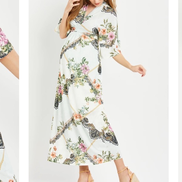 JESSICA SIMPSON FAUX WRAP KIMONO MATERNITY DRESS - Picture 3 of 4